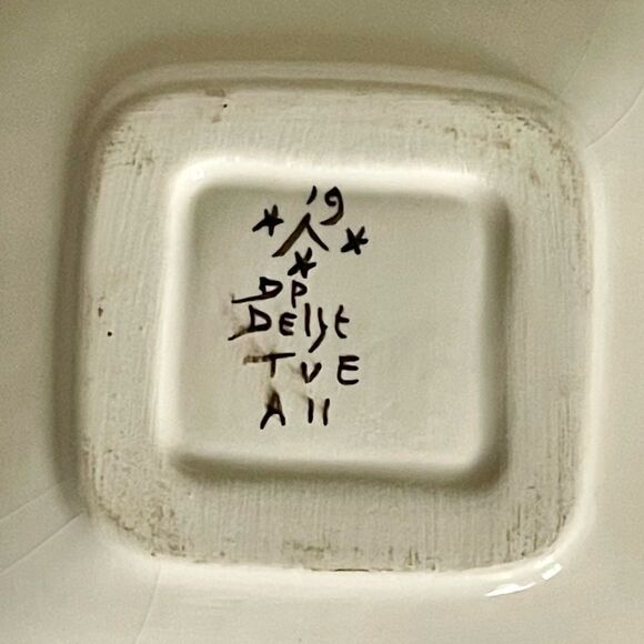 Vintage DP Delft Handpainted Floral 4” Tidbit Tray - Picture 13 of 15